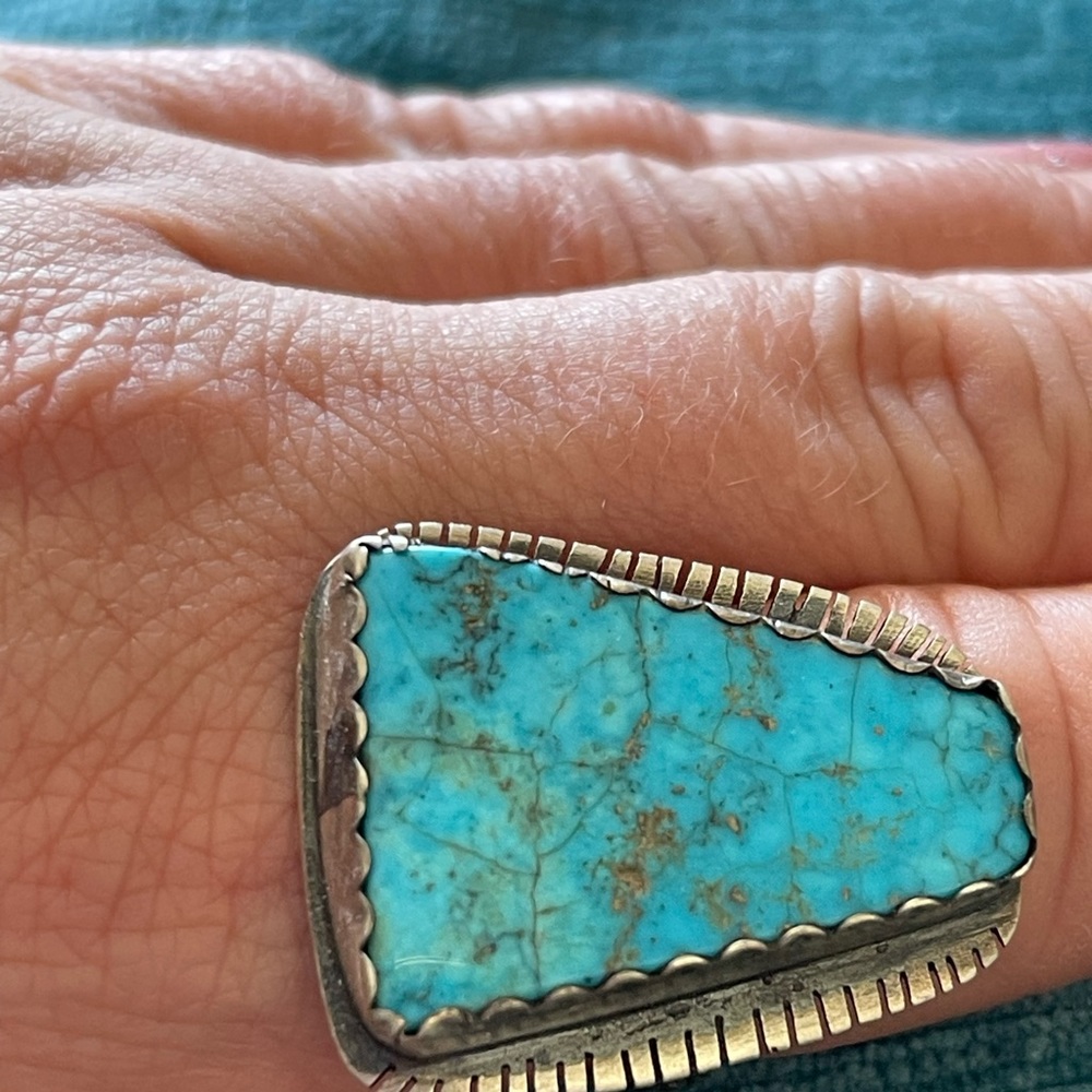 Size 9 turquoise and sterling silver ring item # 0004